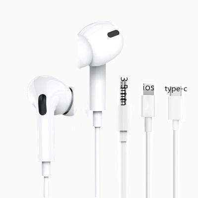 China Gen 3 Type-C In-Ear Wired Earphone 3.5mm Handsfree Stereo Headset In-Ear For iPhone 7 8 x 11 for sale