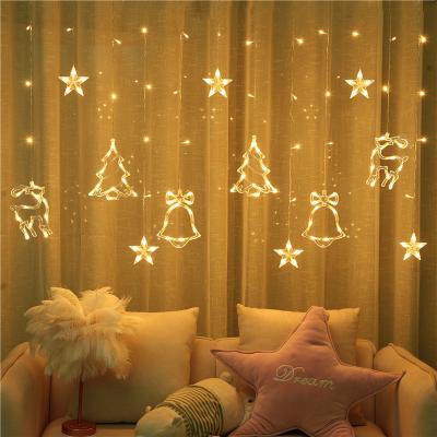 China LED Lights Hot Selling Christmas Decoration Light Ornaments String Led Stars Window Light Moon Curtain For Home Decor for sale