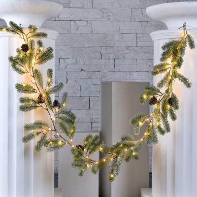 China LED Tree Lights Hot Sale Christmas Decoration Light String Lights LED Pine Leaf Garland Wreath Hanging Fairy Night Lights for Home Room Bedroom for sale