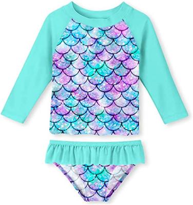 China Custom Made Breathable Printed Sublimated Made Long Sleeve UV Swim Rashguards Swimwear For Girls Custom Rash Guard Kids for sale