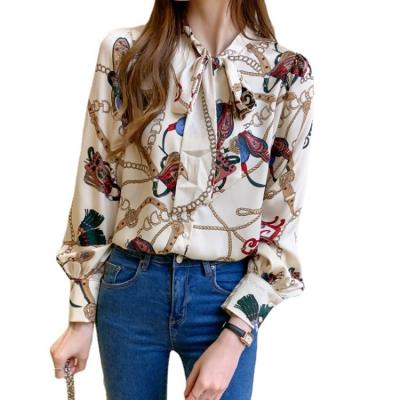 China Anti-pilling 2022 latest new arrivals best wholesale cheap price selling turn-down neck long sleeve women summer fashion print casual blouse for sale