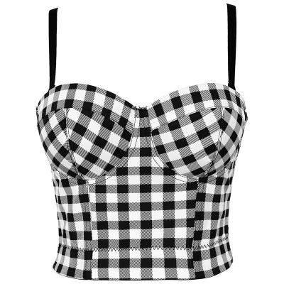 China Breathable in the current petite french plaid camisole wrapped sexy corset fashion trend personality tight sling camisole wholesale for sale