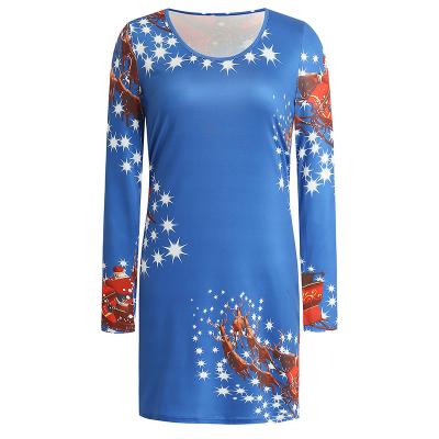 China Factory Wholesale Breathable Christmas Women Dress New Year Casual Sexy Hip Sheath Mini Package Printing Dress for sale