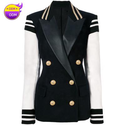 China 2021 Autumn Winter High Quality Women Breathable Casual Slim Fit Suits Jacket Office Lady Blazer Patchwork Double Breasted Female Blazer for sale