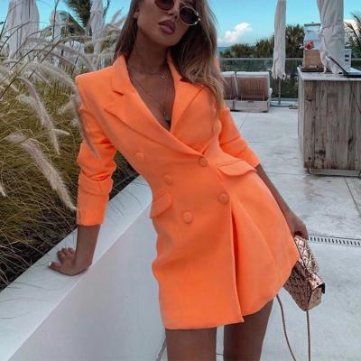 China Long Lady Formal Blazers and jackets office blazer jacket 2021 ladies breathable orange cross business dress blazer women for sale