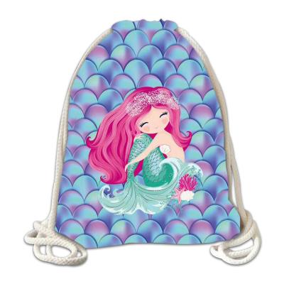 China New Polyester Drawstring Backpack Design Drawstring Polyester Mermaid Backpack for sale