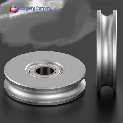 China Application: Wire Rope Pulley 304 Stainless Steel Cable Pulley Track Wheel Extruding Snap U Groove Pulley for sale