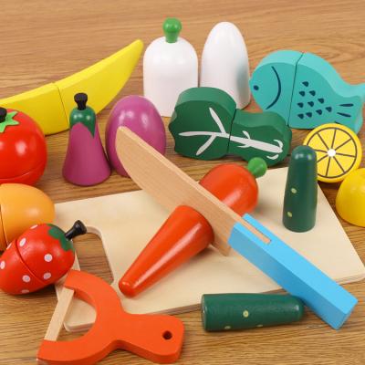 China Teawood+Plywood Food Wooden Toys Cutting Fruit Vegetables Set Pretend Food Cutting Wooden Play Food Sets For Kids for sale