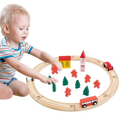 China Children Play 25 PCS Train Set Wooden Train Track Set Railway Play Set Kids Train Toy for sale