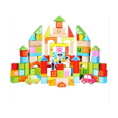 China Tea Wooden Education Urban Traffic Wood Building Block Toys For Children for sale