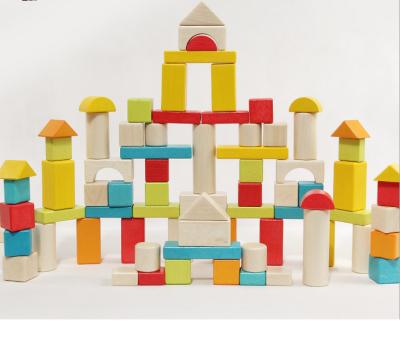 China Building Toy 75 Pcs Educational Wooden Toys Children Wooden Building Blocks for sale