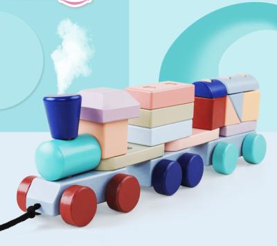 China Wooden Toy Baby Pull Along Trian Toy Wooden Baby Pull Along Train Toy for sale