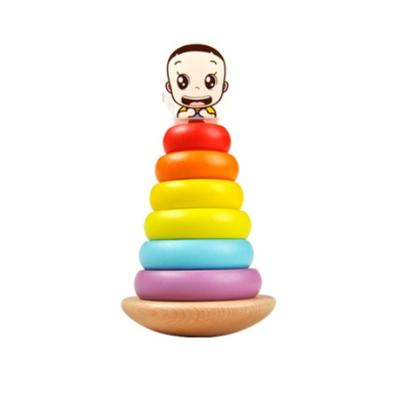 China Baby Tower Game Wooden Educational Stack Toy Wholesale Tower Game Wooden Toys Educational Baby for sale