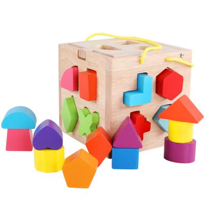 China Plywood + Teawood wood shape matching cube - with 12 shapes for sale