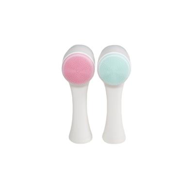 China Portable Acne Treatment Silica Gel Brush Soft Fiber Brush Double Sided Cleansing Facial Massager for sale