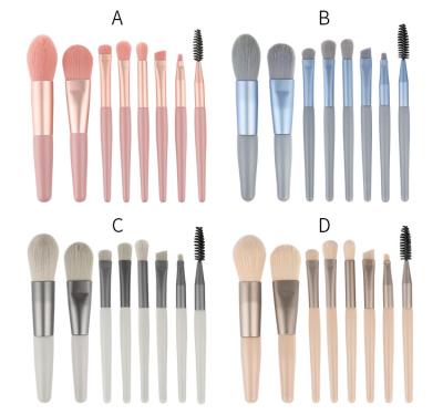 China Angular Blush Private Label Wholesale 8 Pcs High Quality Mini Synthetic Makeup Brush Set Hair Makeup Brushes for sale