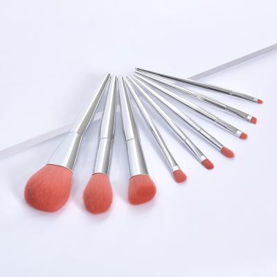 China Angular Blush 9pcs Silver Cosmetic Makeup Brush Foundation Powder Blush Eyeshadow Lip Brush Professional Beauty Make Up Tools for sale