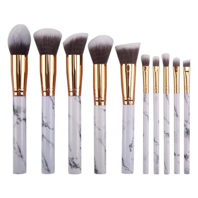 China Angular Blush Makeup Brushes 10Pcs Set Professional Marble Shape Brush Beautiful Powder Base Eyeshadow Lip Eyeliner Blush Beauty Tool for sale