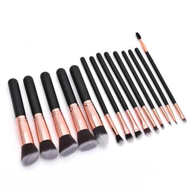 China Angular Blush Trend 14pcs Popular Black Professional Beauty Foundation Powder Blushes Wooden Eyeshadow Eyebrow Makeup Brush Blending Makeup for sale