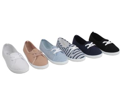 China Cheap Comfortable Flat Ladies Injection Canvas Shoes for sale