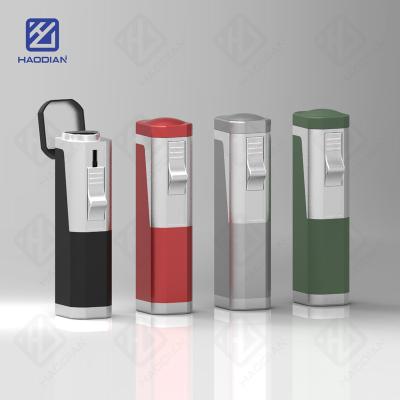 China Three Straight Flames With Cigar Cutter Factory Sales Customized Logo Refillable Metal Torch Lighter For Many Places for sale