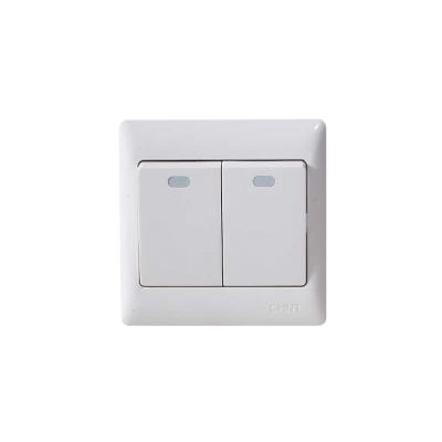 China New Design Chint 2 Strip 1 Way 10A 250V Flat Plate Lamp Light Switches Home Hot Selling Electrical Wall for sale