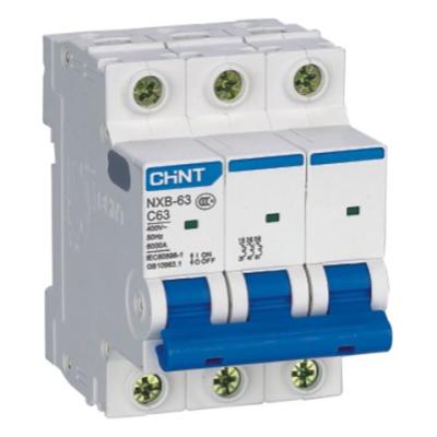 China Chint Circuit Breaker Miniature Circuit Breaker MCB NXB-63 3P C10 with 6000A Overload and Short Circuit Protection for sale