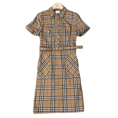 China New 2021 summer style anti-static waist slimming plaid temperament fashion skirt one-stage slim women shirt dress for sale