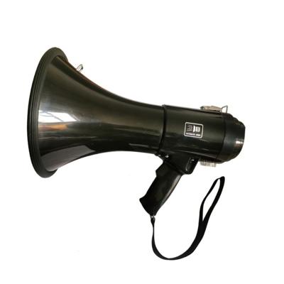 China 50W Large Power Plastic Handheld Black Megaphone with Music Siren Versatile Functions for sale