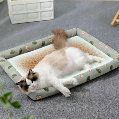 China Cooling Summer Cat Small Dogs Bed Lightweight Breathable Pet Rattan Mat Cat Nest Mat Ice Nest Dog Bed Cat Cool Nest for sale