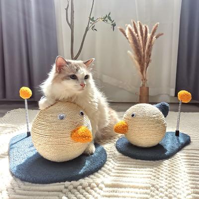 China Stocked Cute Duck Shape Cat Scratching Ball Indoor Kitten Natural Sisal Cat Scratching Ball Toy for sale