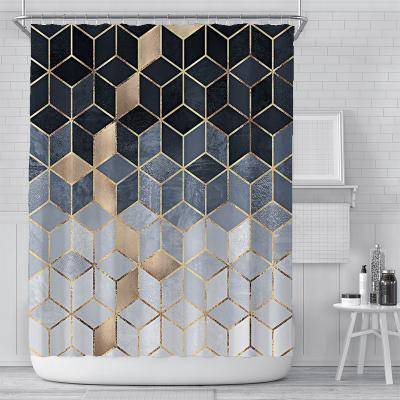 China Blackout Factory Direct Nordic Cube Bathroom Curtain Simple Geometric Shower Curtain Set for sale