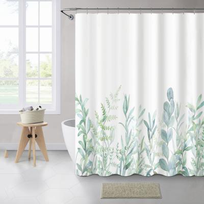 China Sustainable 1PC Custom Shower Curtain Set Hotel Bathroom Polyester Fabric Shower Curtain for sale