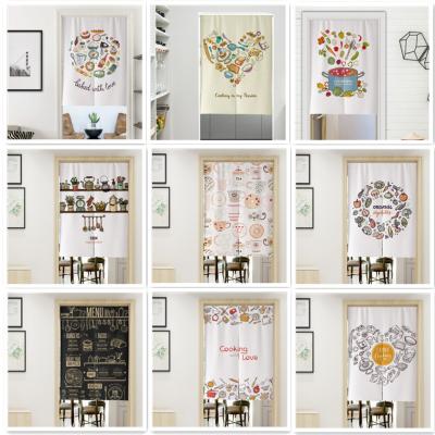 China Partition OEM Canvas Look Printing Washroom Cafe Handmade Kitchen Portiere Hanging Door Curtain for sale