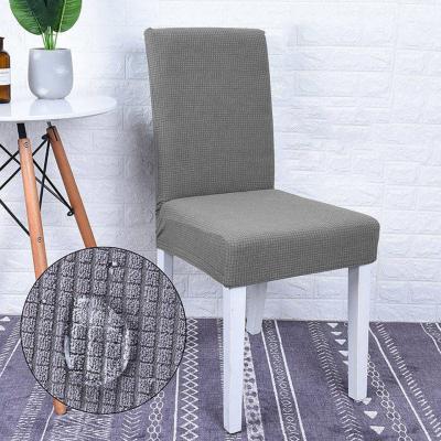 China Anti Dirty Soft Jacquard Fabric Solid Color Spandex Waterproof Chair Cover Full Size Durable For Dining Room for sale