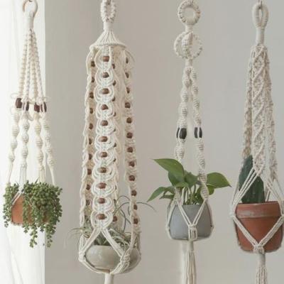 China Eco-friendly Wall Plants Hanging Rack Cotton Rope , Macrame Plant Hanging For Home Garden Decoration for sale