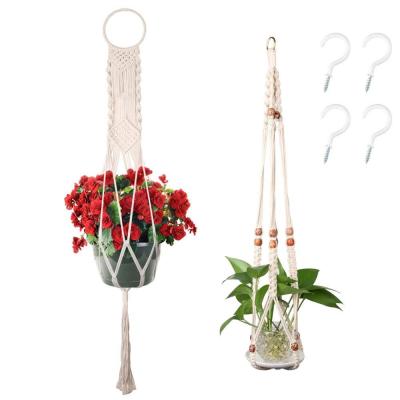 China Modern Hot Sale Handmade Indoor Outdoor Garden Plant Hanging Natural Cotton Rope Macrame Plant Hangers for sale