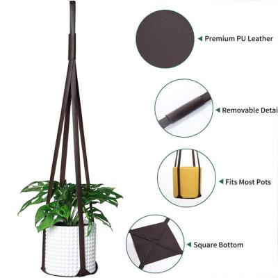 China Traditional Hanging Baskets Flower Pot Plant Holder Macrame Plant Hanger Plant Hanger Leather for sale