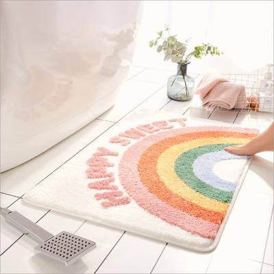 China Washable Hot Selling Chinese Rectangle Rainbow Door Bathroom Bed Room Small Rug for sale