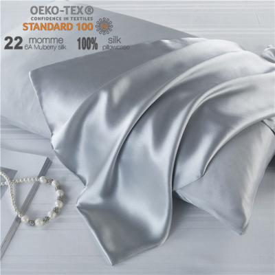 China OEKO-TEX 100 Momme 100 Double Sided Silk Pillowcase Pure Ivory Mulberry Anti-Static 22 Solid Color for sale