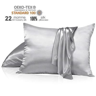 China OEKO-TEX Mulberry Vegan OEKO-TEX Double Sided Silk Pillowcase 22 Momme Solid Color Anti-Static Mulberry for Hair and Skin for sale