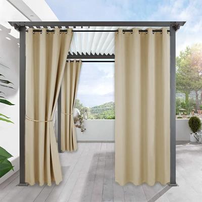 China Blackout Solid Color Outdoor Patio Curtains Small Curtains Waterproof Outdoor Curtain for sale