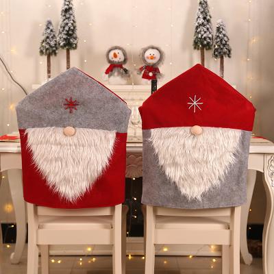 China 2021 New Design Goods Design Christmas Decoration Event Party Beard Santa Chair Back Cover for sale