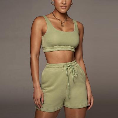 China CAMIE Breathable Women Ease Loungewear Sports Shorts Set Gym Fitness Running Bra Shorts Sweatsuits for sale