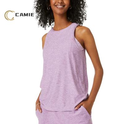 China CAMIE Breathable Customize Women Summer Running Fitness Sports Sleeveless T-shirts Workout Tank Tops Soft Lightweight Gym Vest for sale