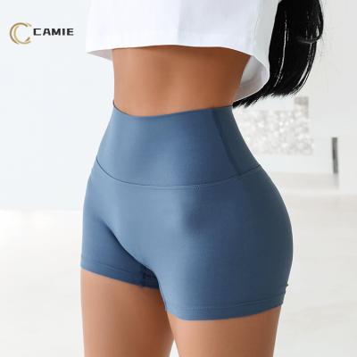 China CAMIE Antibacterial Dry Fit Custom High Waist Ladies Butt crack! crack! sports compression athletic yoga running wholesale booty gym shorts women for sale