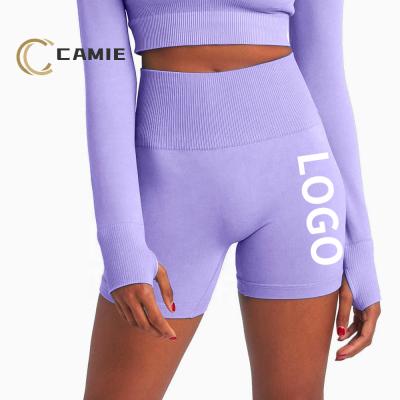 China CAMIE Logo Antibacterial Comfortable Women Sports Workout Seamless Fitness Shorts Customize Branding Hot Selling for sale