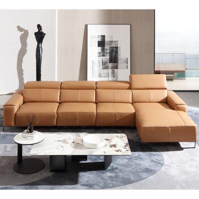 China Leather Sectional Leisure Extended Orange Leather Sofa (Size) Adjustable Modular Leather Power Sofa True for sale