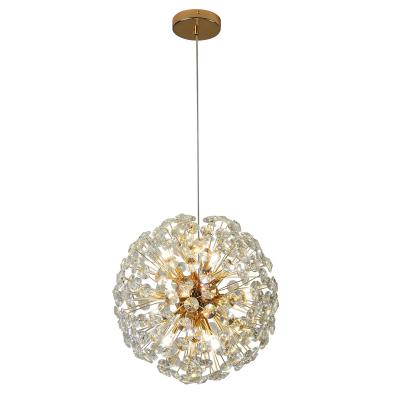 China Not Home Hotel Crystal Luxury Gold Dimmable Dandelion Pendant Lamp Glass Modern Living Room Wholesale Decor Chandeliers for sale