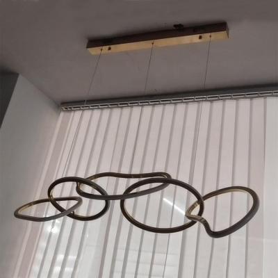 China Not Dimmable circles gold chandeliers decorative led pendant ceiling light for hotel surface install led chandeliers living room light for sale